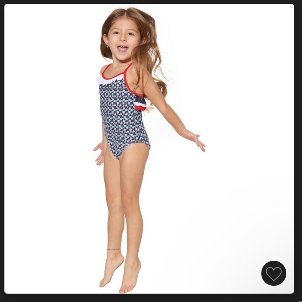 Kiko & Max toddler girls red white and blue floral one piece size‎ 2T